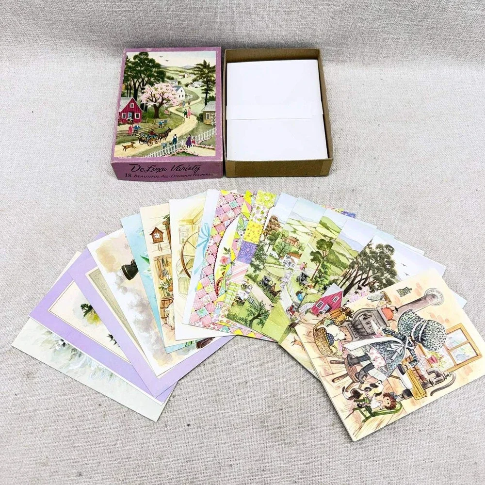 Vintage Deluxe Variety 18 All Occasion Folders Stationery Set Envelopes Unused